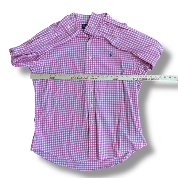 Ralph Lauren Custom Fit Pink Gingham Button-Down Shirt Men’s XL - Picture 3 of 7